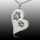 Elegant Heart Pet 14k White Gold Prints Cremation Keepsake