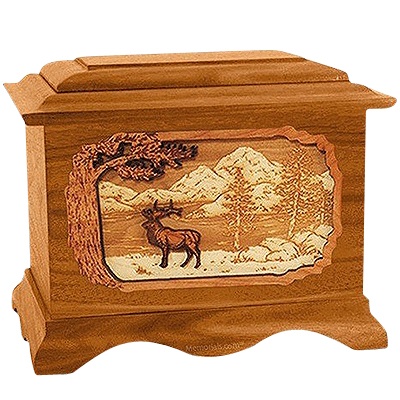 Elk Mahogany Cremation Urn for Two