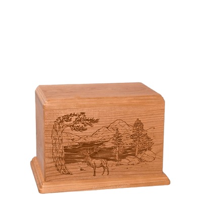 Elk Small Cherry Wood Urn