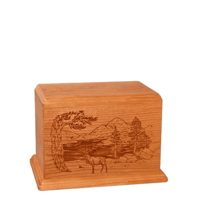 Elk Small Mahogany Wood Urn