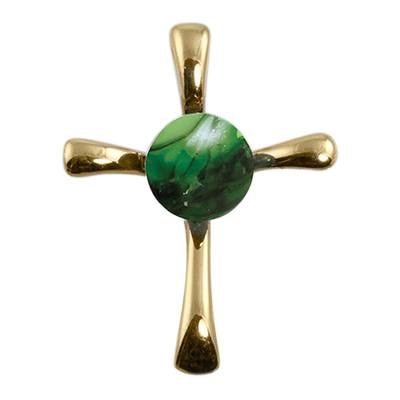 Emerald Cross Cremation Ash Pendant