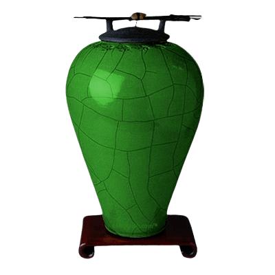 Raku Tall Emerald Cremation Urns