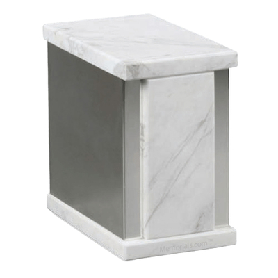 Ethinity Silver Bianco Marble Cremation Urn