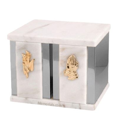 Etinity Silver White Marble Companion Urn