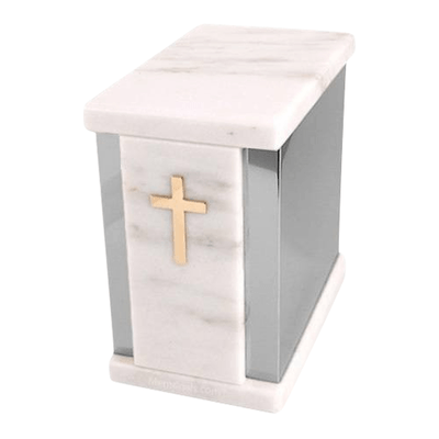 Etinity Silver White Marble Urn