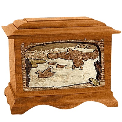 Flying Ducks Mahogany Cremation Urn For Two
