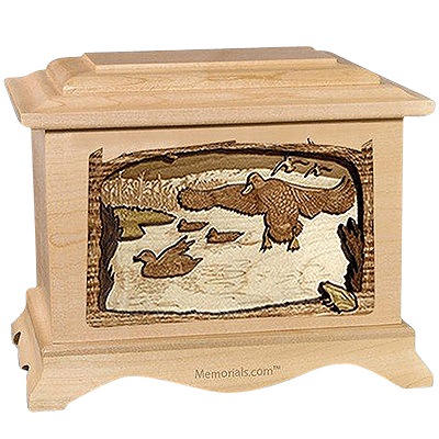 Flying Ducks Maple Cremation Urn For Two