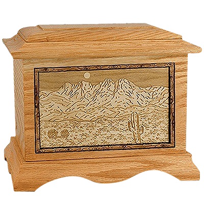 Four Peaks Oak Cremation Urn For Two