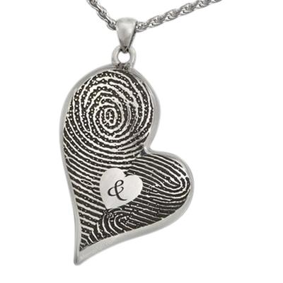 Fidelity Heart 14k White Gold Cremation Print Keepsake