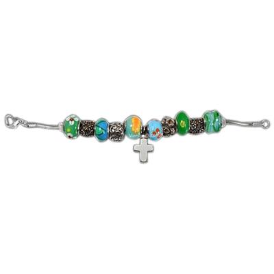 Floral Cross Cremation Bracelet