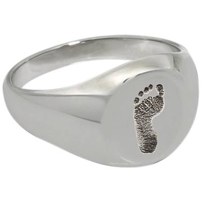 Footprint 14k White Gold Cremation Ring