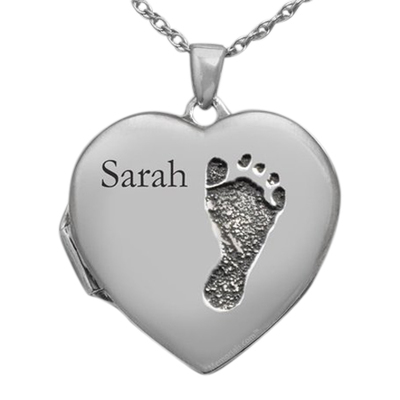 Footprint Locket 14k White Gold Keepsake