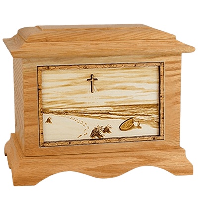 Footprints Oak Cremation Urn