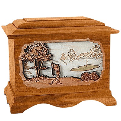 Golf Mahogany Cremation Urn for Two