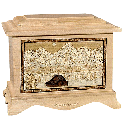 Grand Tetons Maple Cremation Urn For Two