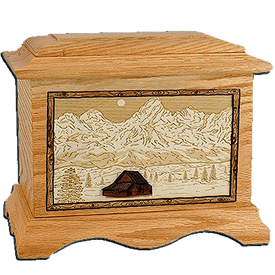Grand Tetons Oak Cremation Urn For Two