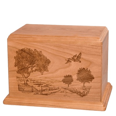 Geese Companion Cherry Wood Urn