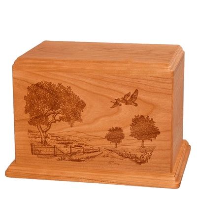 Geese Companion Mahogany Wood Urn