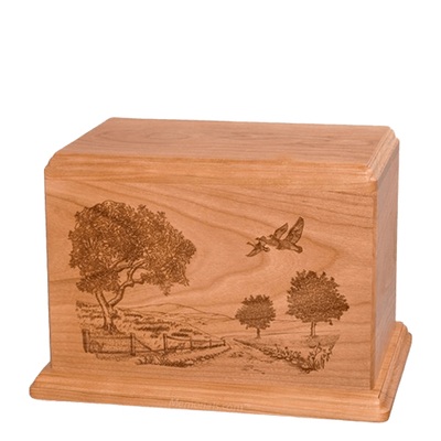 Geese Individual Cherry Wood Urn