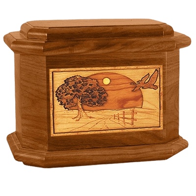 Geese Mahogany Octagon Cremation Urn