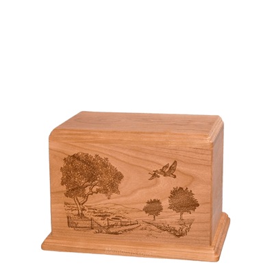 Geese Small Cherry Wood Urn