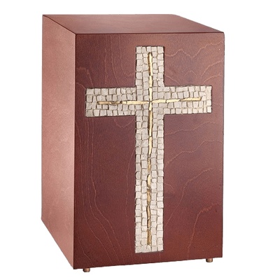 Gilded Cross Mosaic Cremation Urn