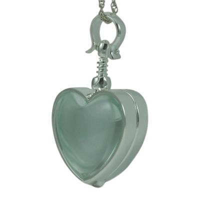 Heart Glass Locket Memorial Jewelry