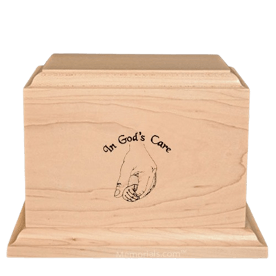 Gods Care Children Wood Urn