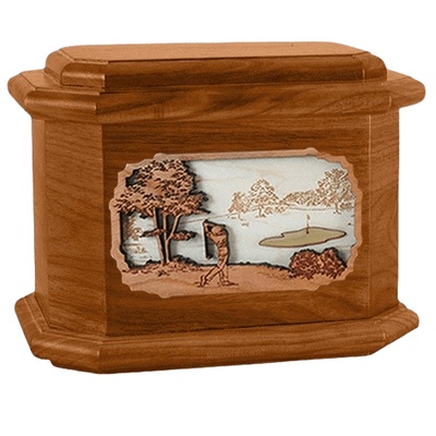 Golf Mahogany Octagon Cremation Urn