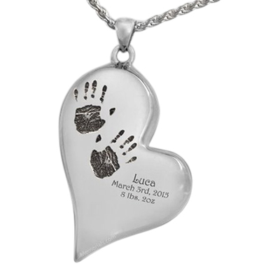 Graceful Heart Sterling Cremation Print Keepsake