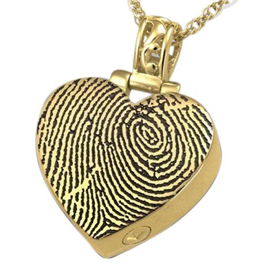 Grand Heart 14k Gold Cremation Print Keepsake