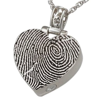 Grand Heart Silver Cremation Print Keepsake