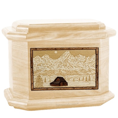 Grand Tetons Maple Octagon Cremation Urn