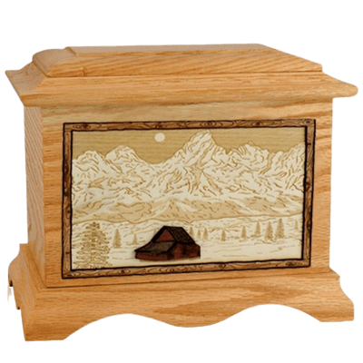 Grand Tetons Oak Cremation Urn