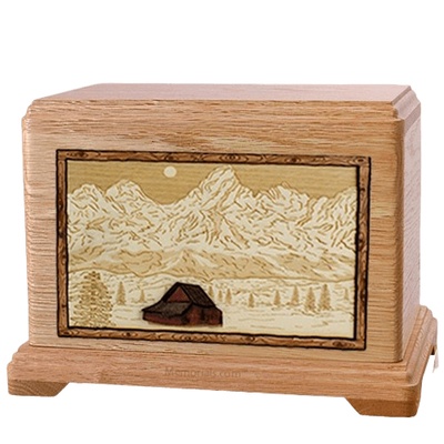 Grand Tetons Oak Hampton Cremation Urn