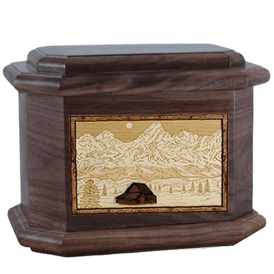 Grand Tetons Walnut Octagon Cremation Urn