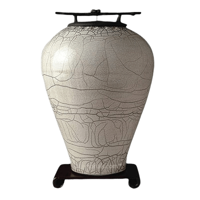 Raku Tall Gray White Cremation Urns