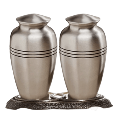 Grecian Pewter Cremation Urns For Two