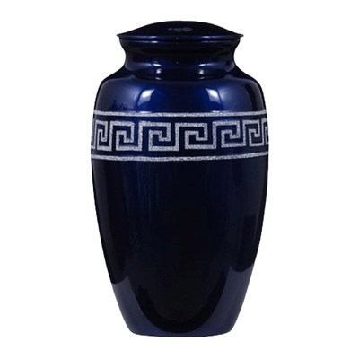 Greek Key Metal Cremation Urn