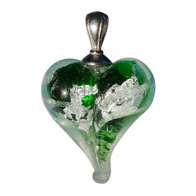 Green & Silver Love Cremation Ash Pendant