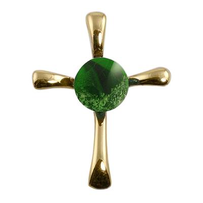 Green Cross Cremation Ash Pendant
