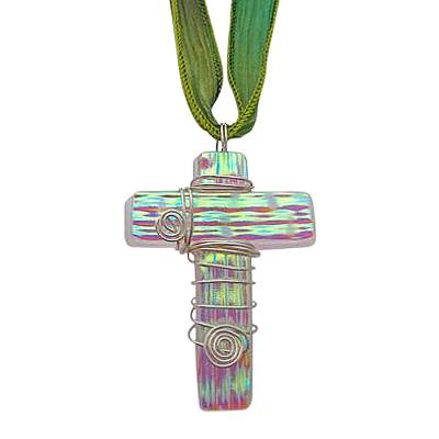 Green Cross Cremation Ashes Pendant