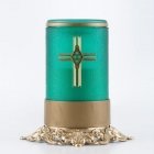 Green Cross Ornate Memorial Candle