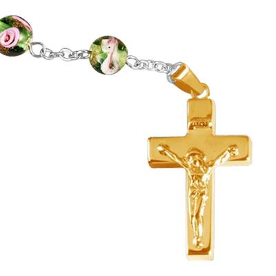Green Crystal Gold Cremation Rosary