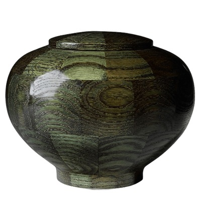 Green Large Wood Urn