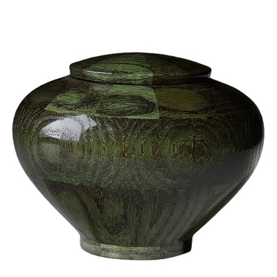 Green Medium Wood Urn