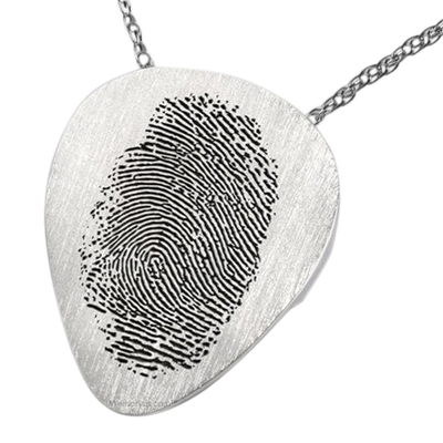 Guitar Pick 14k White Gold Cremation Print Keepsake