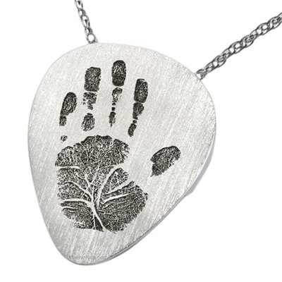 Guitarist 14k White Gold Cremation Print Keepsake