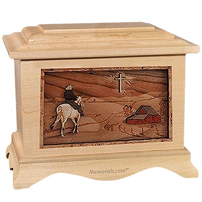 Horse & Cross Maple Cremation Urn for Two