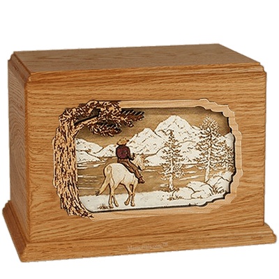 Horse & Lake Mahogany Companion Urn